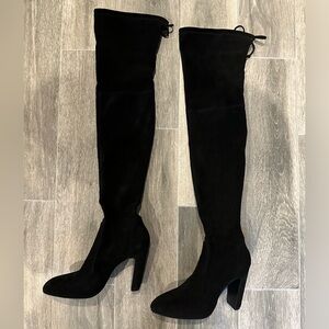 STUART WEITZMAN Vidaland 100MM Suede Over-the-Knee Boots, black, size 7.5